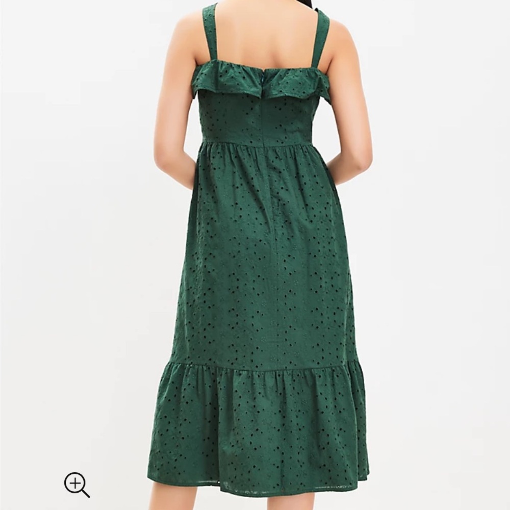 LOFT dark green eyelet dress size 8 - Picture 2 of 5